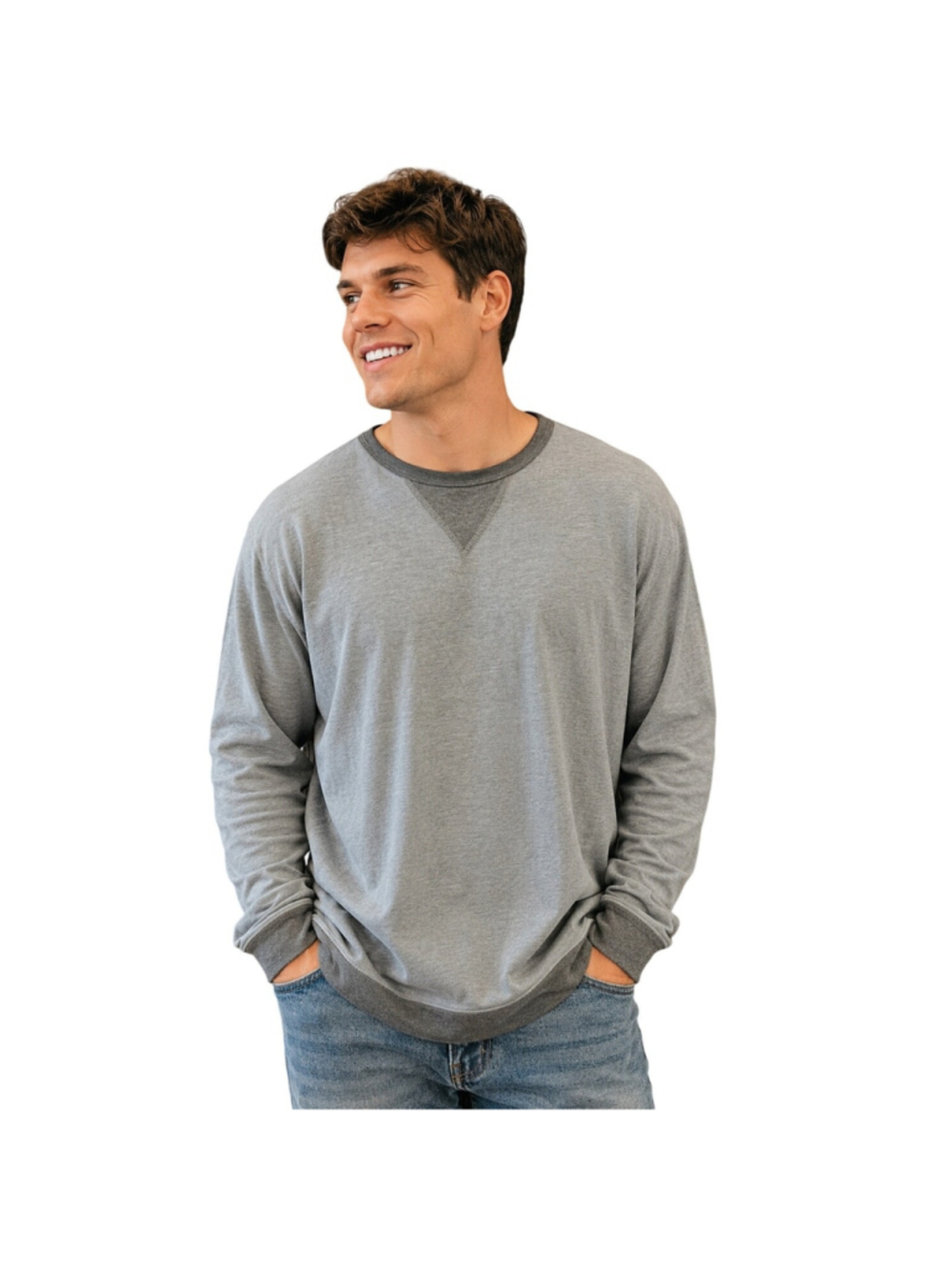 NWT Sonoma 4XB 4X BIG super soft double knit sweater pullover henley winter grey